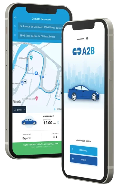 Apperçu de l'application mobile A2B Swiss